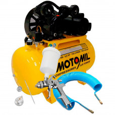 Kit Compressor Air Power Monofásico 10 Pés Motomil CMV10PL/100 + Pistola de Pintura HVLP + Mangueira Espiral 15m - MOTOMIL-K327