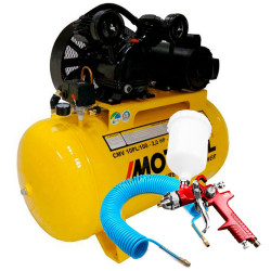 Kit Compressor Air Power Monofásico Motomil CMV10PL/100 + Pistola de Pintura HVLP + Mangueira Espiral 15m - MOTOMIL-K328