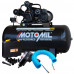 Kit Compressor de Ar 15 Pés Monofásico Bivolt Motomil CMW15/175 + Jogo com 13 Peças e Chave Parafusadeira Pneumática + Mangueira de 15 Metros - MOTOMIL-K656