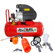 Kit Motocompressor de Ar MOTOMIL-37896.2 8,7 Pés 50L  + Kit de Pintura FORTGPRO-FG8670 - MOTOMIL-K1189