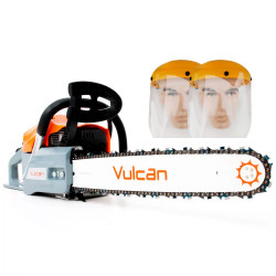 Kit Motosserra a Gasolina VULCAN-VS620 62CC 20 Pol. + 2 Protetores Faciais Hospitalar UMP 10893 8 Pol. - VULCAN-K2243